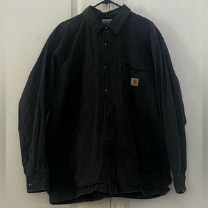 Retro Oversized Carhartt Canvas Jacket Fleece-Lined in black/gray